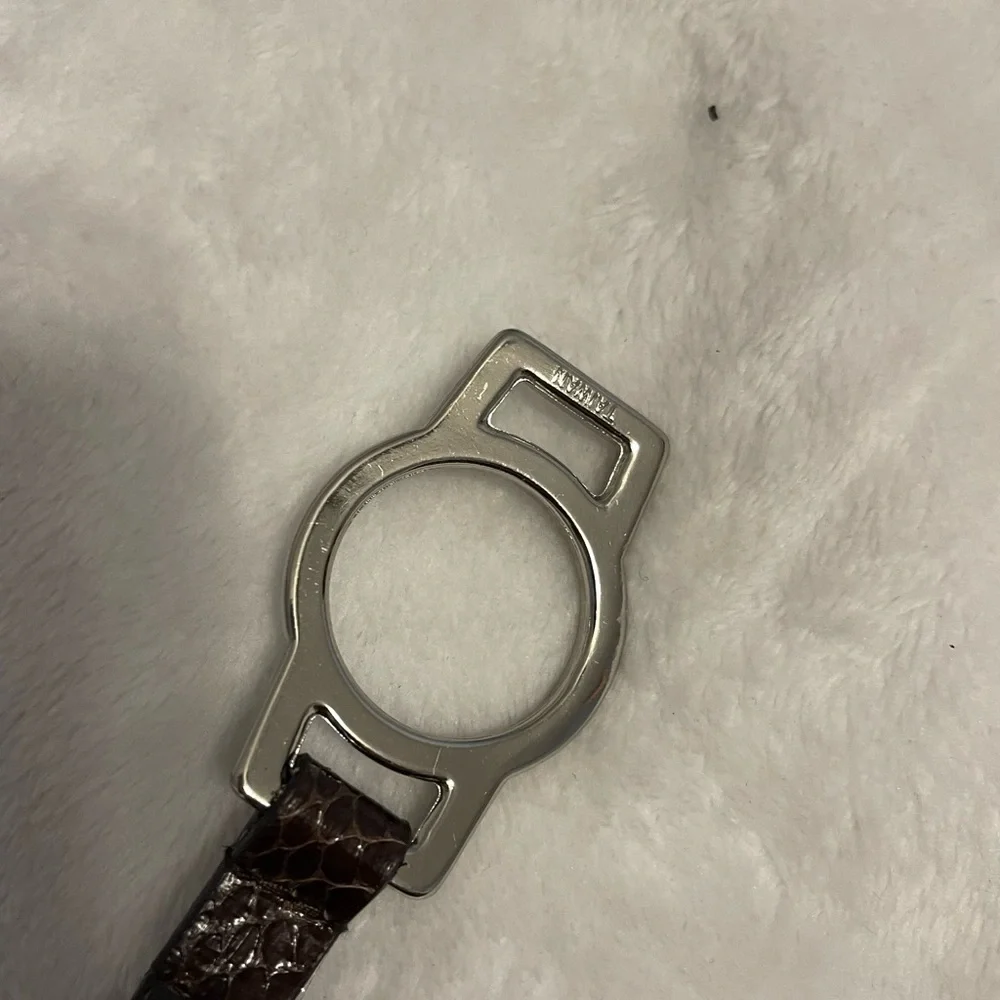Nine West Genuine Snake Simulated Leather Lining Women belt Medium Brawn